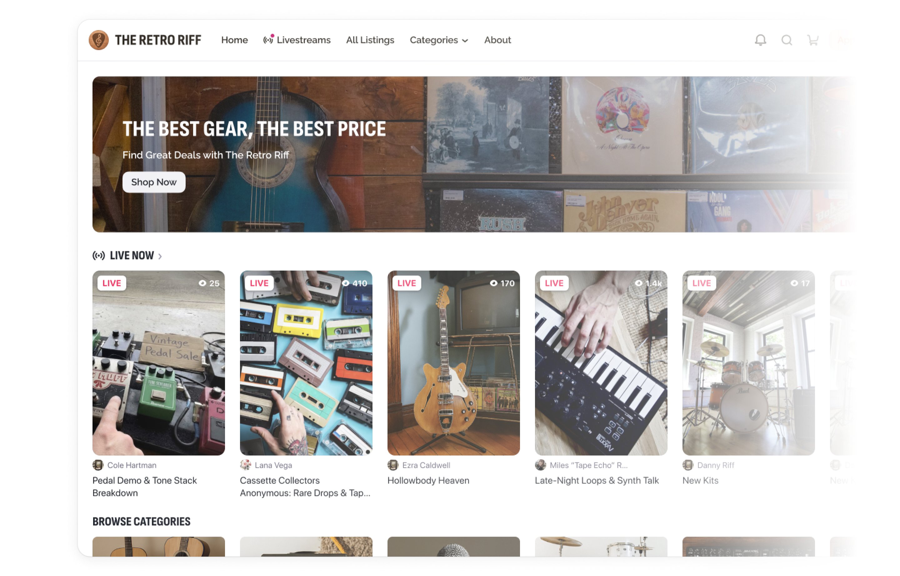 Marketplace desktop dashboard